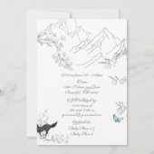 狼と蝶の山の森の赤ちゃんシャワー 招待状 (裏面)