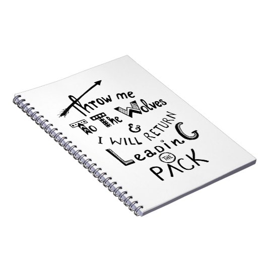 狼に投げ捨てろ!やる気を起こさせる引用文 ノートブック (右側)