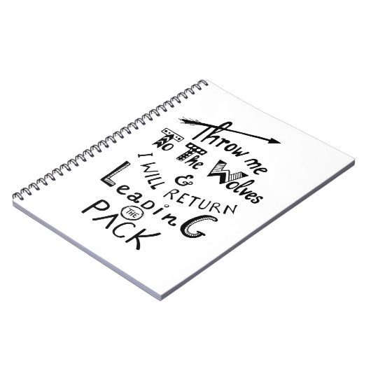 狼に投げ捨てろ!やる気を起こさせる引用文 ノートブック (左側)