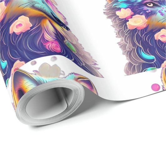 狼のパターンが明るくなる ラッピングペーパー (ロールコーナー)