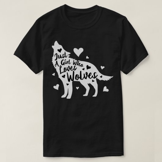 狼のプルオーバーを愛する女の子 Tシャツ (デザイン正面)