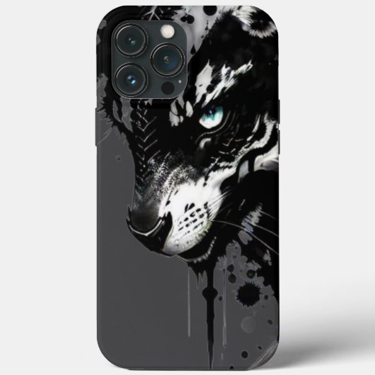 狼のモチーフのスマホケース 凶暴な黒と白のデザイン Case-Mate iPhoneケース (裏面)