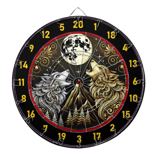 狼の叫び声は自由と力を反射する ダーツボード (正面)