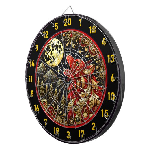 狼の叫び声は自由と力を表している ダーツボード (正面右)