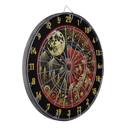 狼の叫び声は自由と力を表している ダーツボード (正面左)