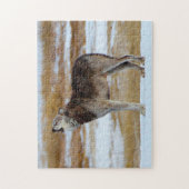 狼の叫び。 ジグソーパズル (縦)