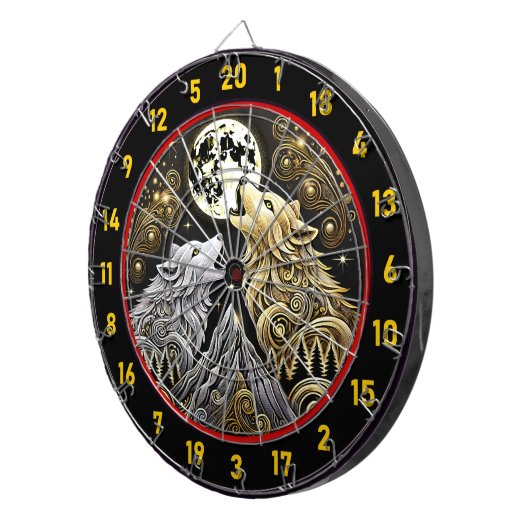 狼の吠え声は強さと自由を表している ダーツボード (正面右)