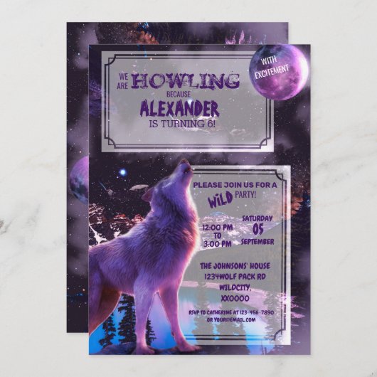 狼の吠え声|誕生日ハロウィーン招待状 招待状 (正面/裏面)