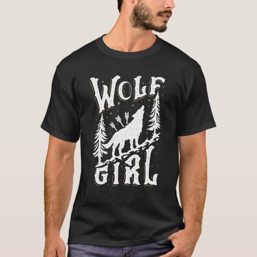 狼の女の子ウルフの愛おもしろい動物愛好家GIF Tシャツ (正面)