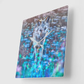 『狼の子犬』 スクエア壁時計 (傾斜)