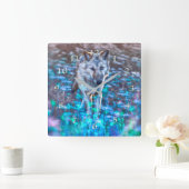 『狼の子犬』 スクエア壁時計 (ホーム)