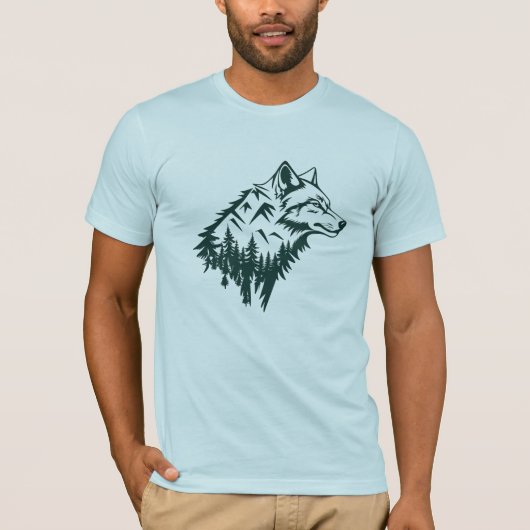 狼の山々ミニマリストアート Tシャツ (正面)