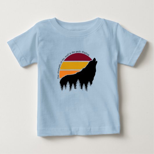 狼の強さはパックレトロ ベビーTシャツ (正面)