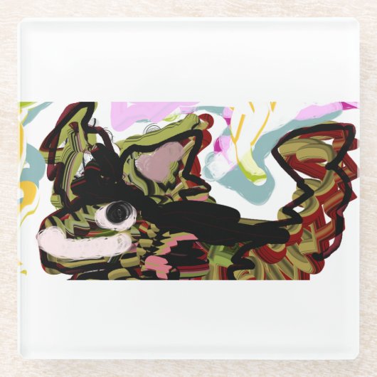 狼の愛 ガラスコースター (正面)