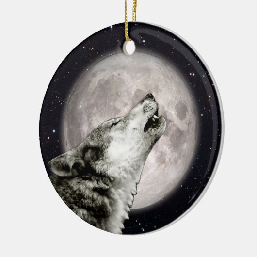 狼の月でハウリング,象徴的,ウルフアート,ゴシック セラミックオーナメント (左)