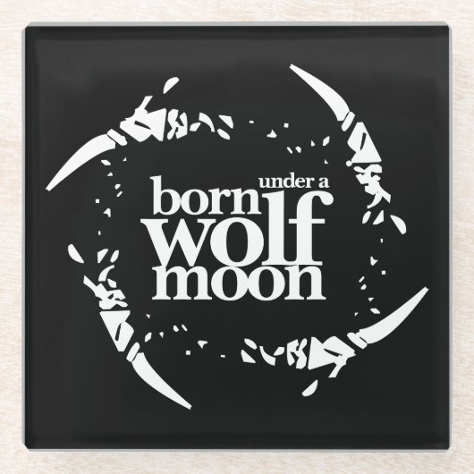狼の生まれ月の爪の下で詩的な ガラスコースター (正面)