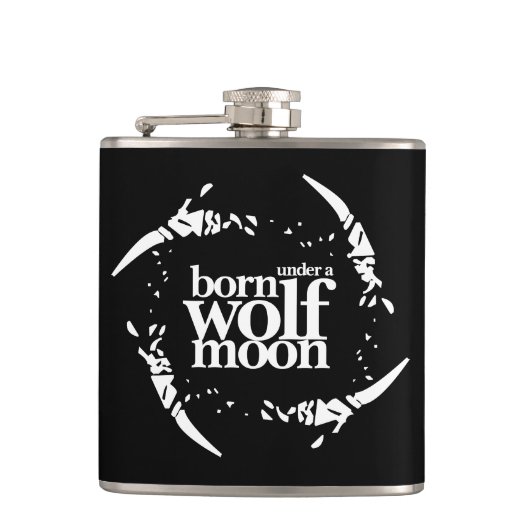 狼の生まれ月の爪の下で詩的な フラスク (正面)