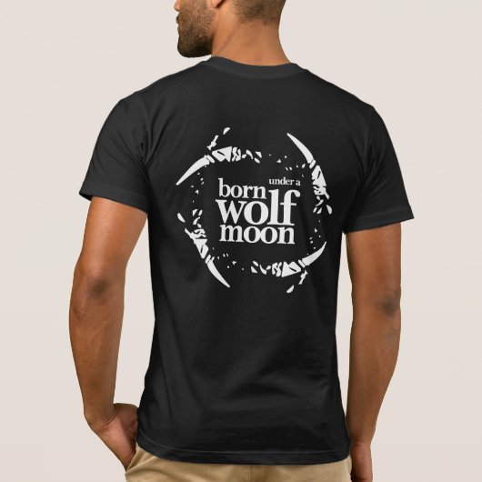 狼の生まれ月の爪の下で詩的な Tシャツ (裏面)