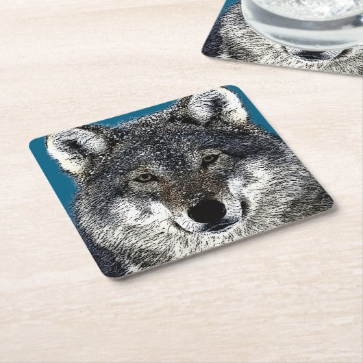 狼の目 スクエアペーパーコースター (アングル)