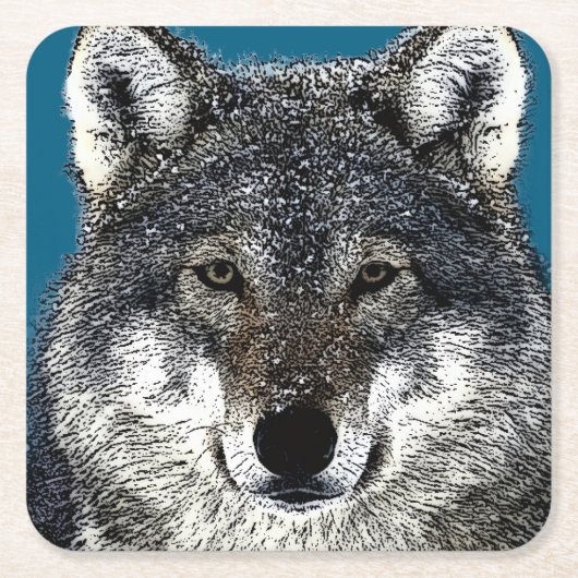 狼の目 スクエアペーパーコースター (正面)