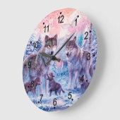 狼の絵画一族 ラージ壁時計 (傾斜)