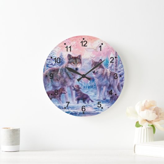 狼の絵画一族 ラージ壁時計 (ホーム)