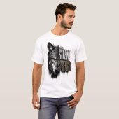 狼の芸術Tシャツ | 静かな強さ | 一匹狼のVin Tシャツ (正面フル)