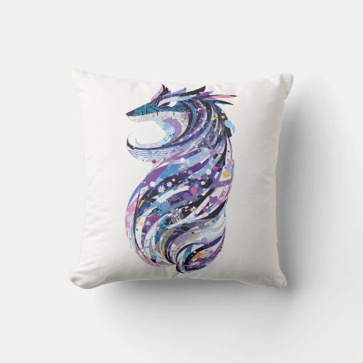 狼の落書きデザイン クッション (正面)