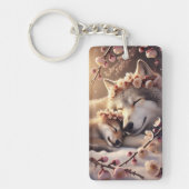 狼の親子 キーホルダー (正面)