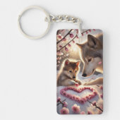 狼の親子 キーホルダー (正面)