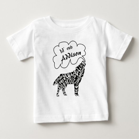 狼の言葉で子供の名前と狼を愛せよ ベビーTシャツ (正面)