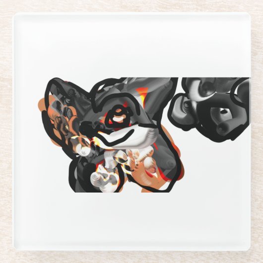 狼の足を空中に上げる ガラスコースター (正面)