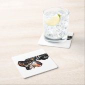 狼の足を空中に上げる スクエアペーパーコースター (インサイチュ)