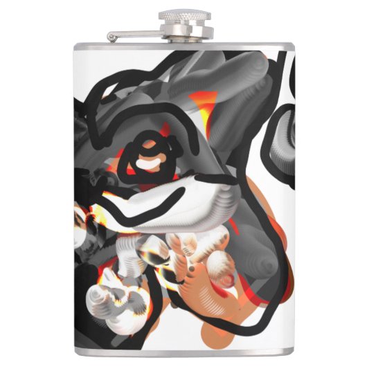 狼の足を空中に上げる フラスク (正面)