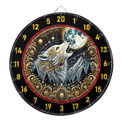 狼の遠吠えは、野生の魂と冒険をもたらす ダーツボード (正面)