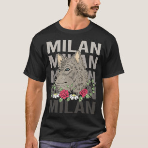 狼の頭部 - ミランの名前 Tシャツ