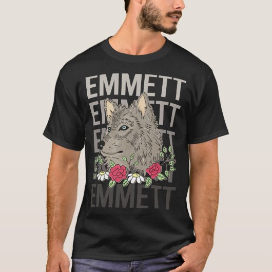 狼の頭 - エメット名 Tシャツ (正面)