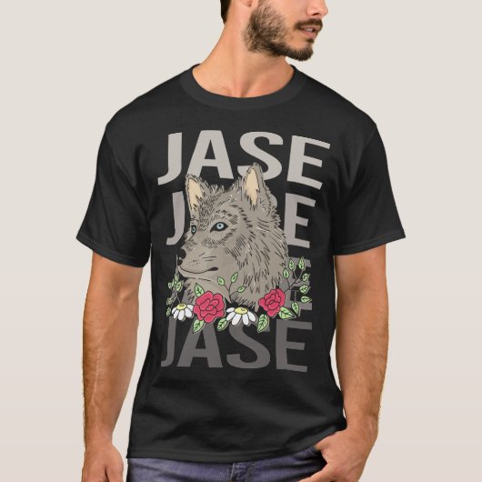 狼の頭 - Jase 名前 Tシャツ (正面)