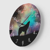 狼は宇宙を吠える ラージ壁時計 (傾斜)
