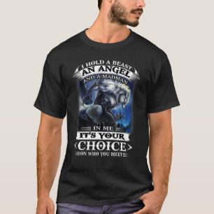 狼は獣を天使と狂人を捕らえる Tシャツ