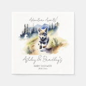 狼をテーマにした冒険は、赤ちゃんシャワー食器を待っている スタンダードカクテルナプキン (正面)