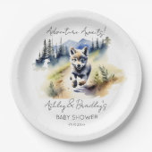 狼をテーマにした冒険は、赤ちゃんシャワー食器を待っている ペーパープレート (正面)