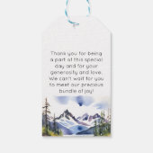 狼をテーマにした冒険は、赤ん坊のシャワーを待っている ギフトタグ (裏面)