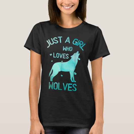 狼を愛する女の子かわいいハスキー Tシャツ (正面)