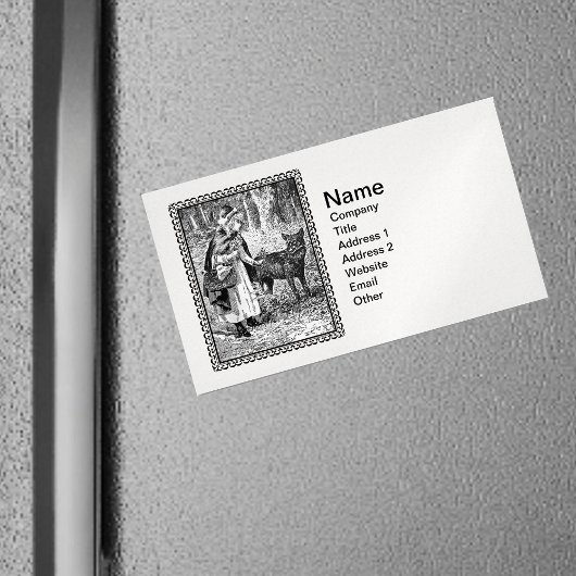 狼エレガント付ヴィンテージイラストレーション乗用フード マグネット名刺