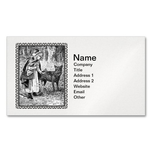 狼エレガント付ヴィンテージイラストレーション乗用フード マグネット名刺 (正面)