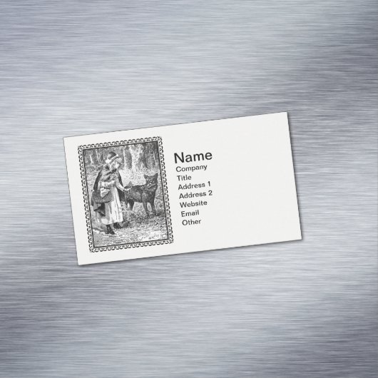 狼エレガント付ヴィンテージイラストレーション乗用フード マグネット名刺 (インサイチュ)