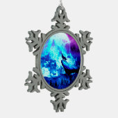 狼カラフルの吠え声 スノーフレークピューターオーナメント (左)