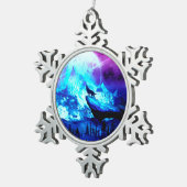 狼カラフルの吠え声 スノーフレークピューターオーナメント (右)