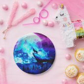 狼カラフルの吠え声 ペーパープレート (パーティー)